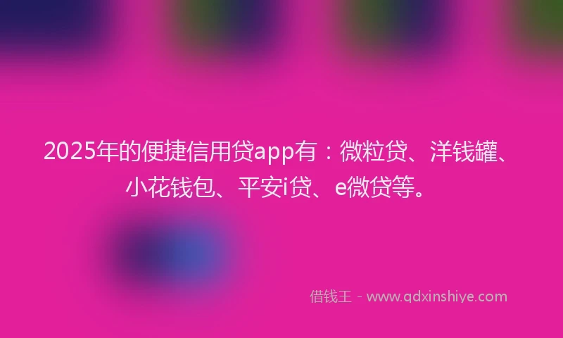 2025年的便捷信用贷app有：微粒贷、洋钱罐、小花钱包、平安i贷、e微贷等。