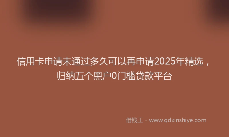 信用卡申请未通过多久可以再申请2025年精选，归纳五个黑户0门槛贷款平台