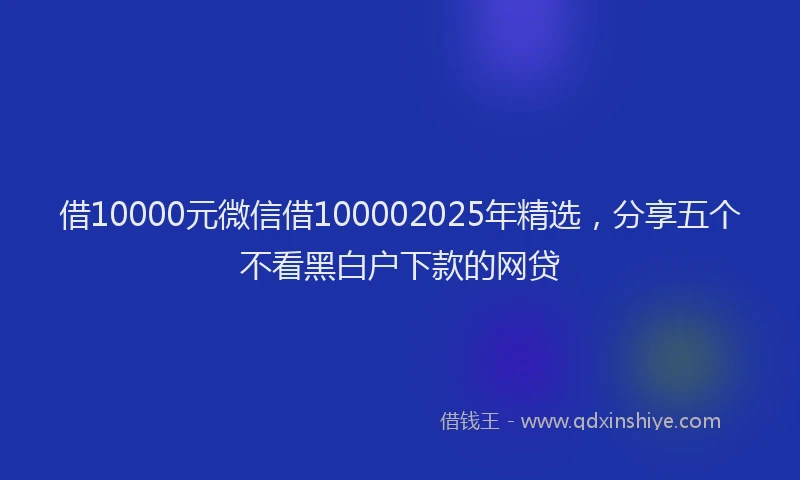 借10000元微信借100002025年精选，分享五个不看黑白户下款的网贷