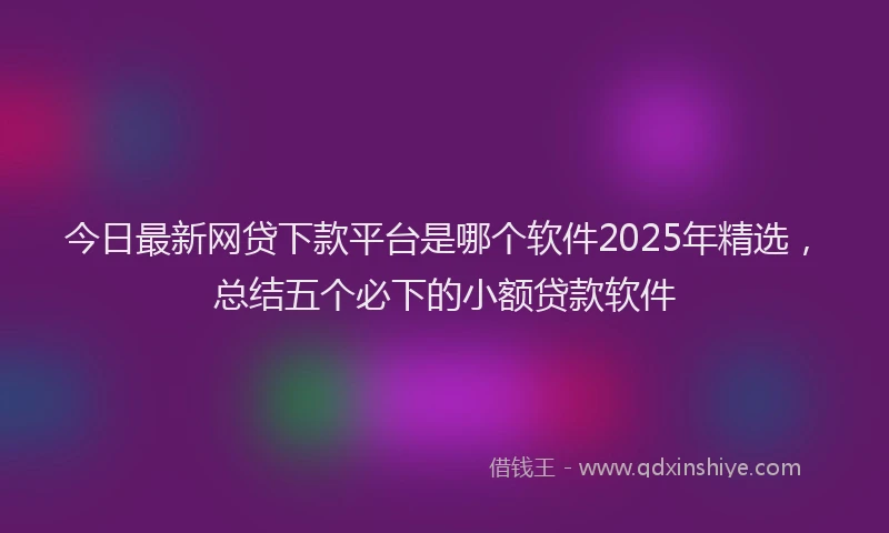 今日最新网贷下款平台是哪个软件2025年精选，总结五个必下的小额贷款软件