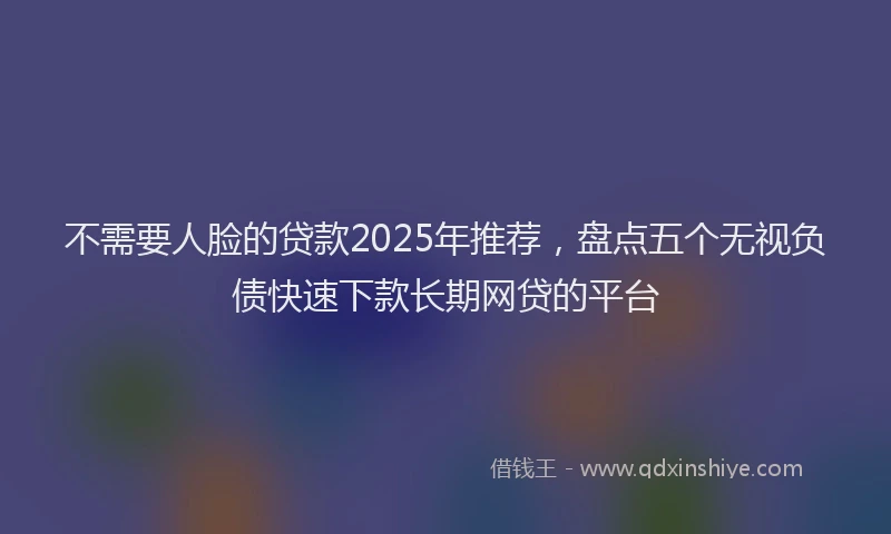 不需要人脸的贷款2025年推荐，盘点五个无视负债快速下款长期网贷的平台