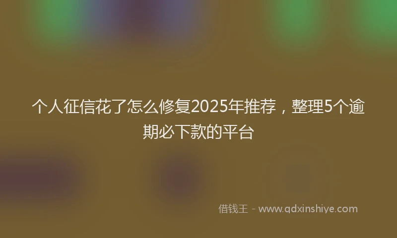 个人征信花了怎么修复2025年推荐，整理5个逾期必下款的平台