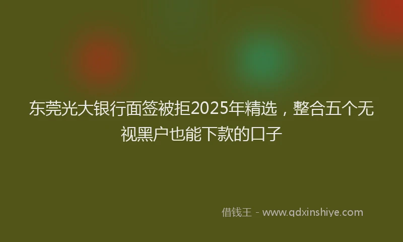 东莞光大银行面签被拒2025年精选，整合五个无视黑户也能下款的口子