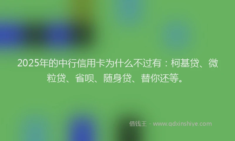 2025年的中行信用卡为什么不过有：柯基贷、微粒贷、省呗、随身贷、替你还等。