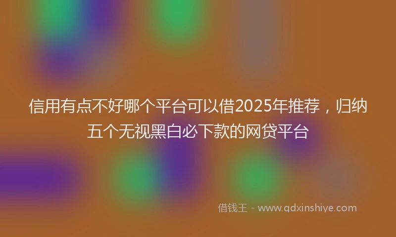 信用有点不好哪个平台可以借2025年推荐，归纳五个无视黑白必下款的网贷平台