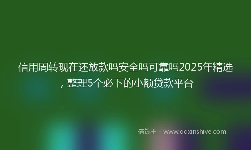 信用周转现在还放款吗安全吗可靠吗2025年精选，整理5个必下的小额贷款平台