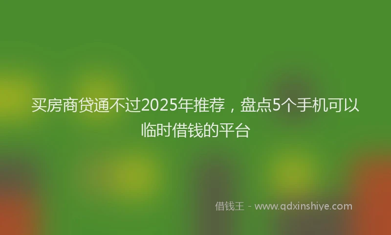 买房商贷通不过2025年推荐，盘点5个手机可以临时借钱的平台