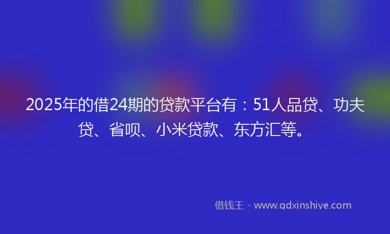 2025年的借24期的贷款平台有：51人品贷、功夫贷、省呗、小米贷款、东方汇等。