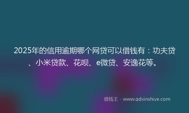 2025年的信用逾期哪个网贷可以借钱有：功夫贷、小米贷款、花呗、e微贷、安逸花等。