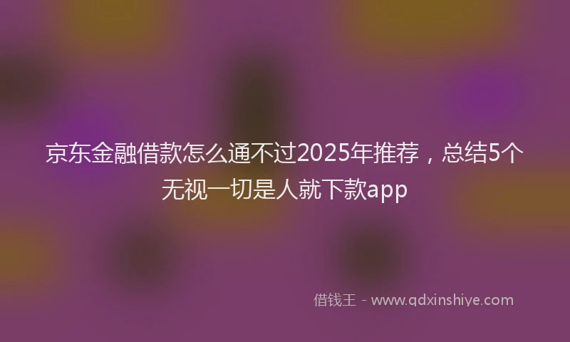 京东金融借款怎么通不过2025年推荐，总结5个无视一切是人就下款app