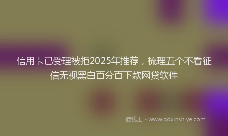 信用卡已受理被拒2025年推荐，梳理五个不看征信无视黑白百分百下款网贷软件