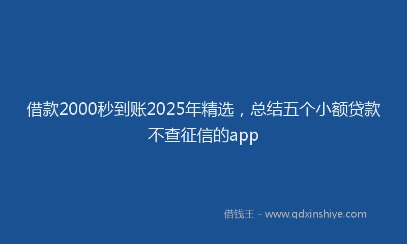 借款2000秒到账2025年精选，总结五个小额贷款不查征信的app