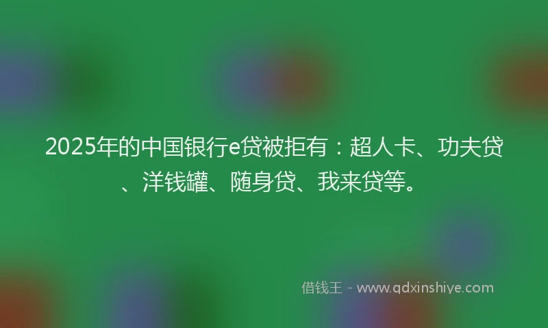 2025年的中国银行e贷被拒有：超人卡、功夫贷、洋钱罐、随身贷、我来贷等。