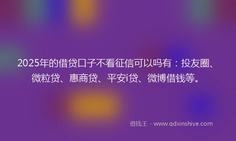 2025年的借贷口子不看征信可以吗有：投友圈、微粒贷、惠商贷、平安i贷、微博借钱等。