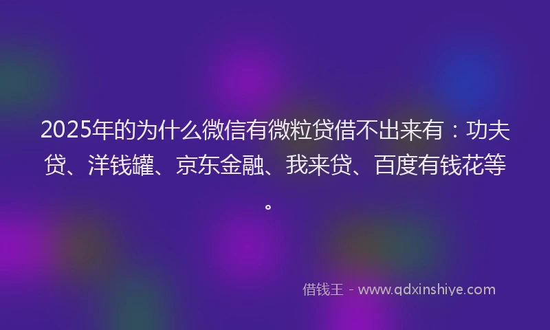 2025年的为什么微信有微粒贷借不出来有：功夫贷、洋钱罐、京东金融、我来贷、百度有钱花等。