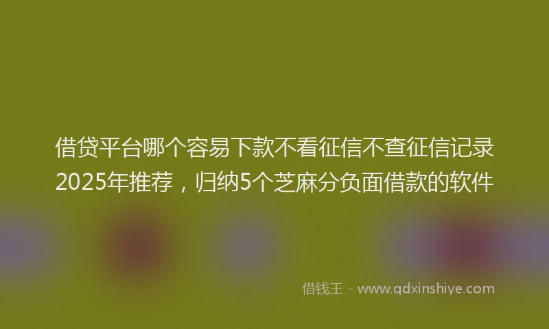 借贷平台哪个容易下款不看征信不查征信记录2025年推荐，归纳5个芝麻分负面借款的软件
