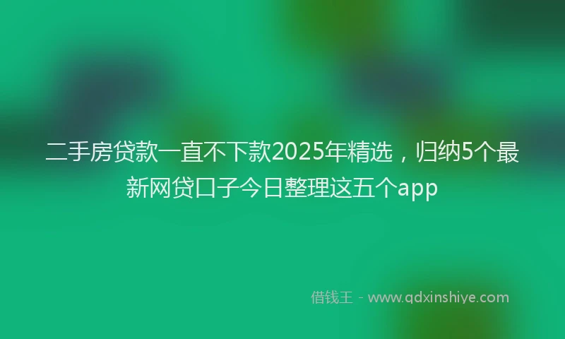 二手房贷款一直不下款2025年精选，归纳5个最新网贷口子今日整理这五个app