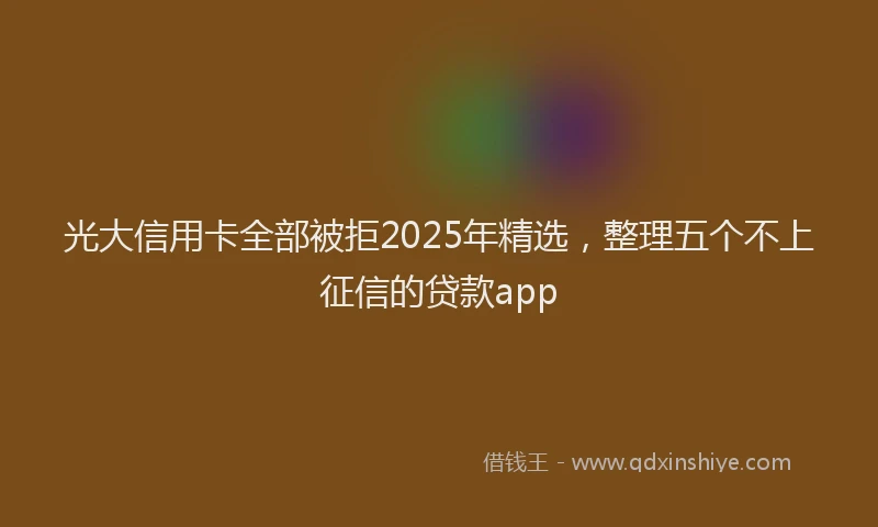 光大信用卡全部被拒2025年精选，整理五个不上征信的贷款app