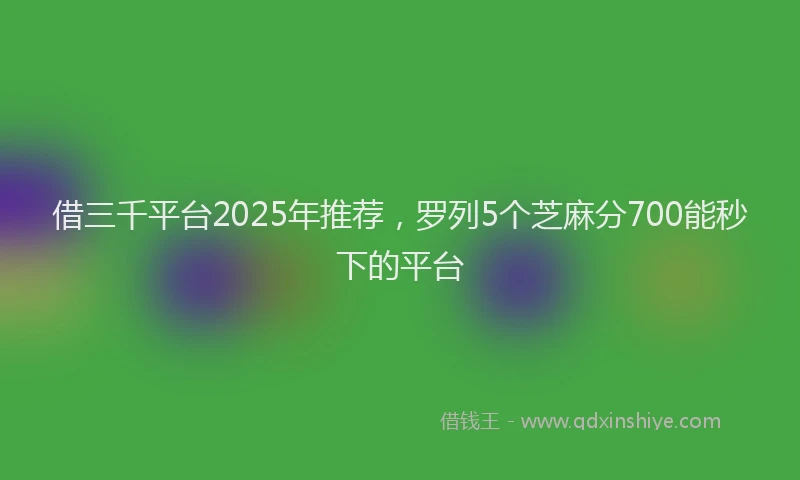 借三千平台2025年推荐，罗列5个芝麻分700能秒下的平台