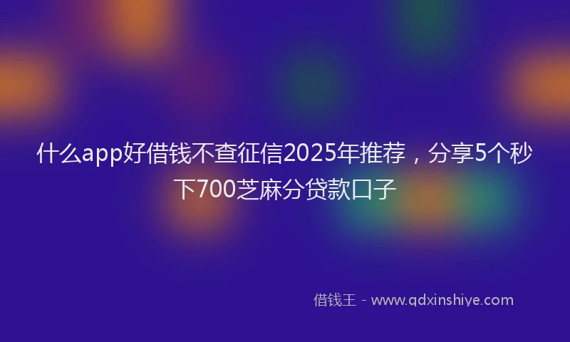 什么app好借钱不查征信2025年推荐，分享5个秒下700芝麻分贷款口子
