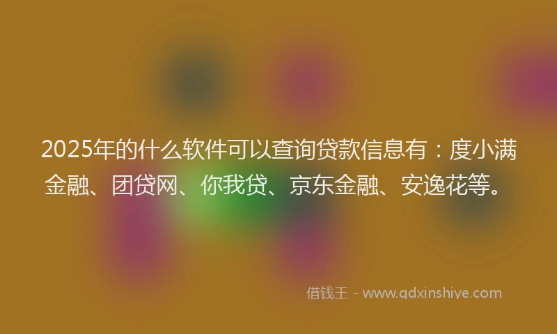 2025年的什么软件可以查询贷款信息有：度小满金融、团贷网、你我贷、京东金融、安逸花等。