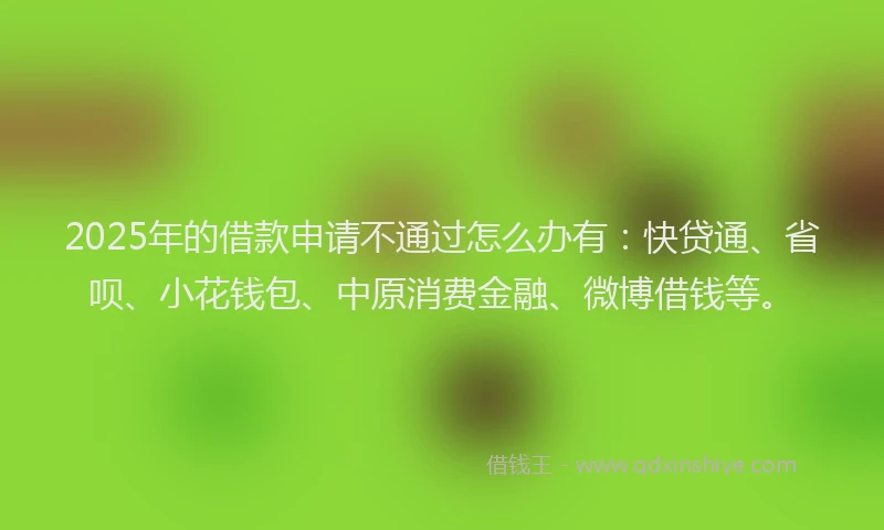 2025年的借款申请不通过怎么办有：快贷通、省呗、小花钱包、中原消费金融、微博借钱等。