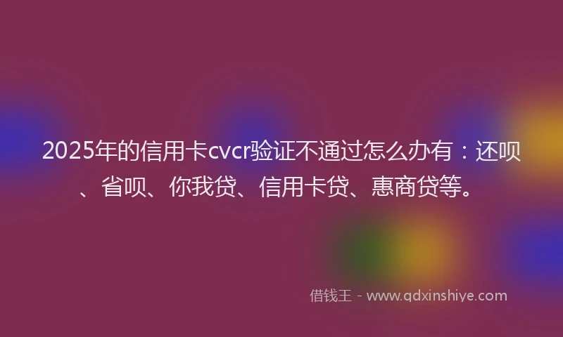 2025年的信用卡cvcr验证不通过怎么办有：还呗、省呗、你我贷、信用卡贷、惠商贷等。