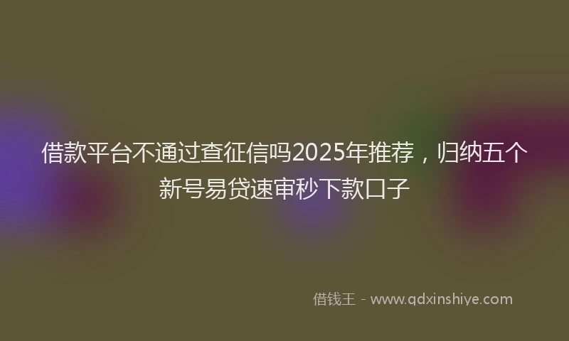 借款平台不通过查征信吗2025年推荐，归纳五个新号易贷速审秒下款口子