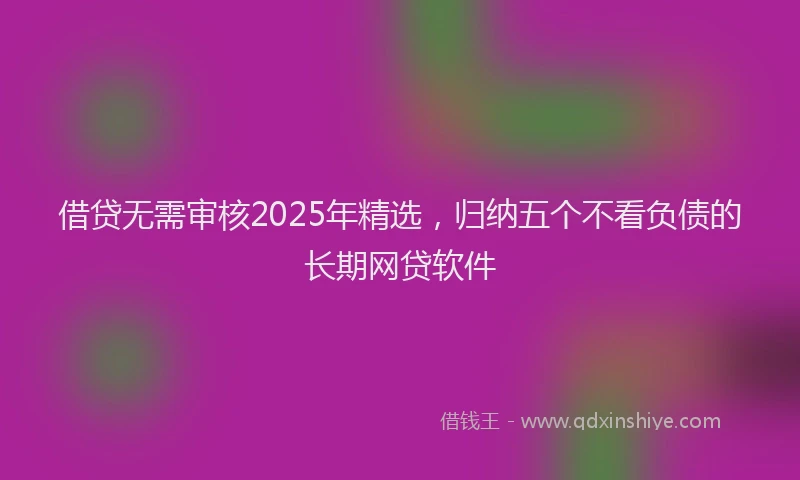 借贷无需审核2025年精选，归纳五个不看负债的长期网贷软件