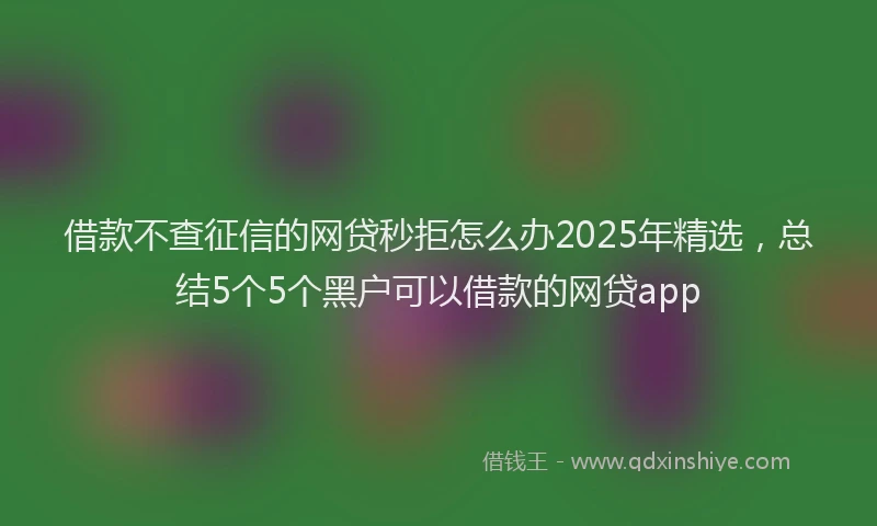 借款不查征信的网贷秒拒怎么办2025年精选，总结5个5个黑户可以借款的网贷app