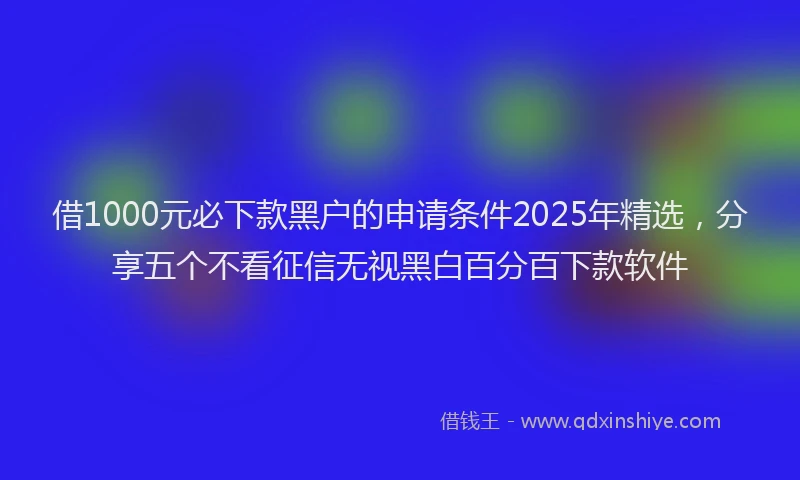 借1000元必下款黑户的申请条件2025年精选，分享五个不看征信无视黑白百分百下款软件