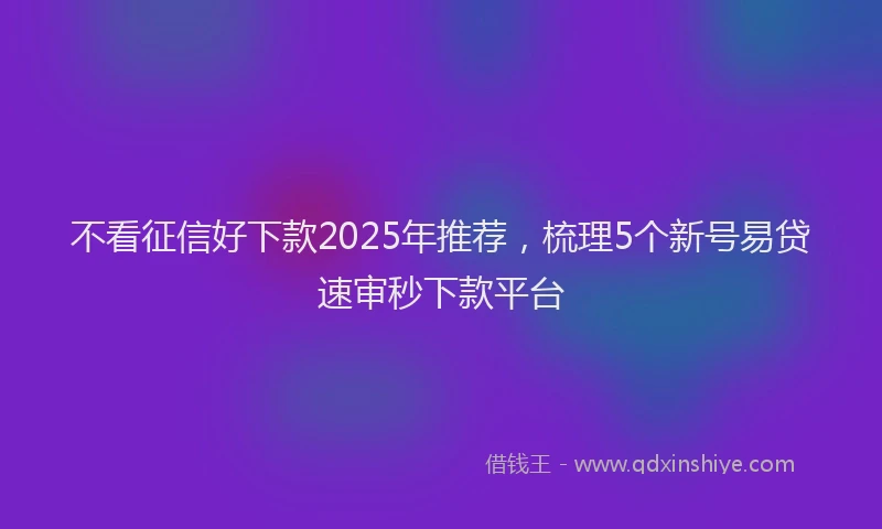 不看征信好下款2025年推荐，梳理5个新号易贷速审秒下款平台