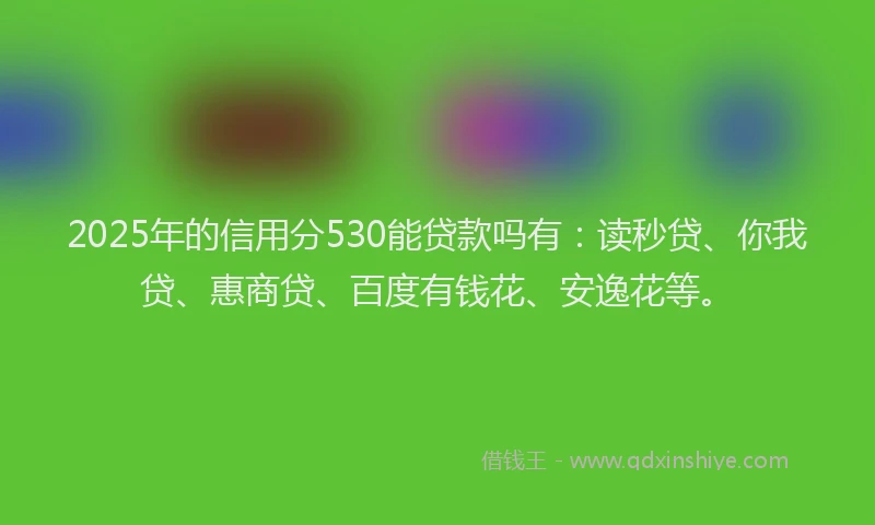 2025年的信用分530能贷款吗有：读秒贷、你我贷、惠商贷、百度有钱花、安逸花等。