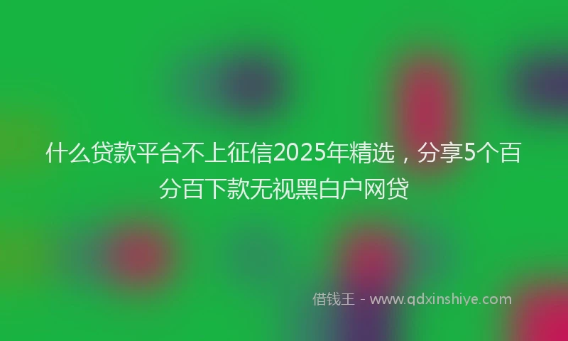 什么贷款平台不上征信2025年精选，分享5个百分百下款无视黑白户网贷