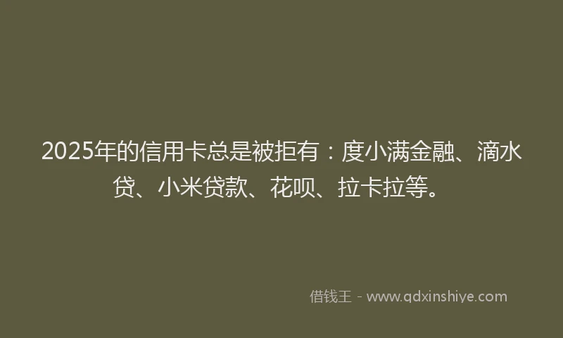 2025年的信用卡总是被拒有：度小满金融、滴水贷、小米贷款、花呗、拉卡拉等。