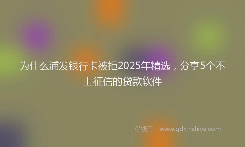 为什么浦发银行卡被拒2025年精选，分享5个不上征信的贷款软件