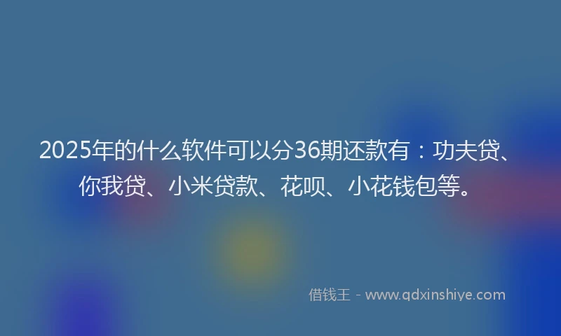 2025年的什么软件可以分36期还款有：功夫贷、你我贷、小米贷款、花呗、小花钱包等。