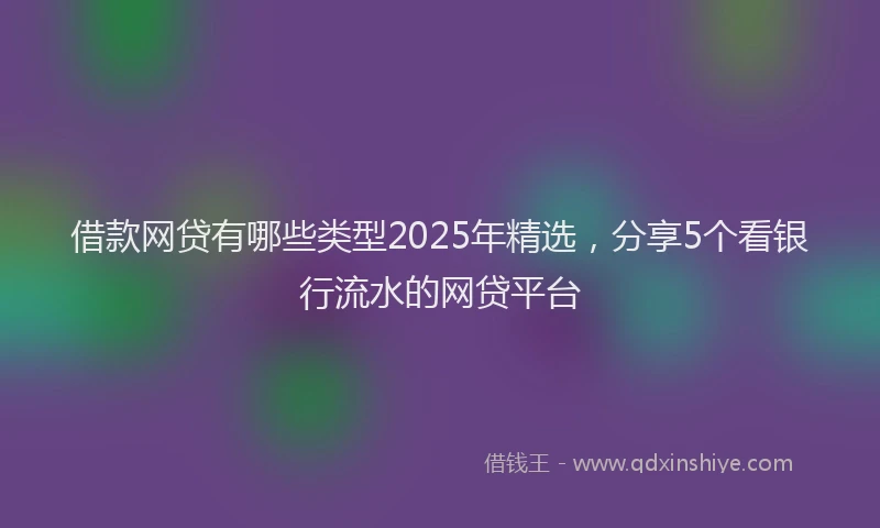 借款网贷有哪些类型2025年精选，分享5个看银行流水的网贷平台
