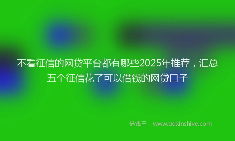 不看征信的网贷平台都有哪些2025年推荐，汇总五个征信花了可以借钱的网贷口子