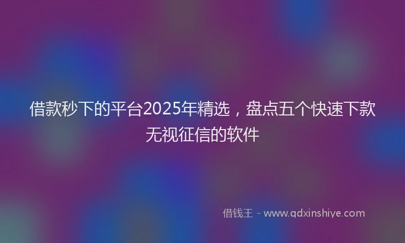 借款秒下的平台2025年精选，盘点五个快速下款无视征信的软件