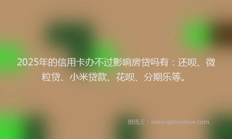 2025年的信用卡办不过影响房贷吗有：还呗、微粒贷、小米贷款、花呗、分期乐等。