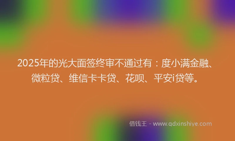 2025年的光大面签终审不通过有：度小满金融、微粒贷、维信卡卡贷、花呗、平安i贷等。