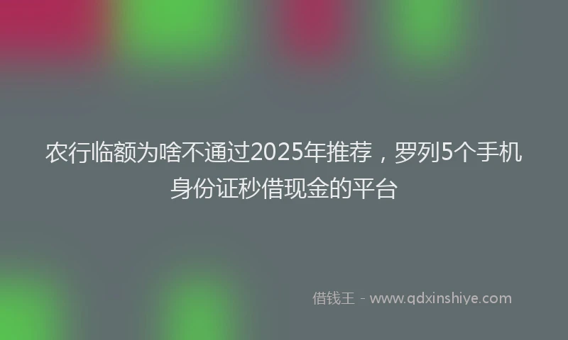 农行临额为啥不通过2025年推荐，罗列5个手机身份证秒借现金的平台