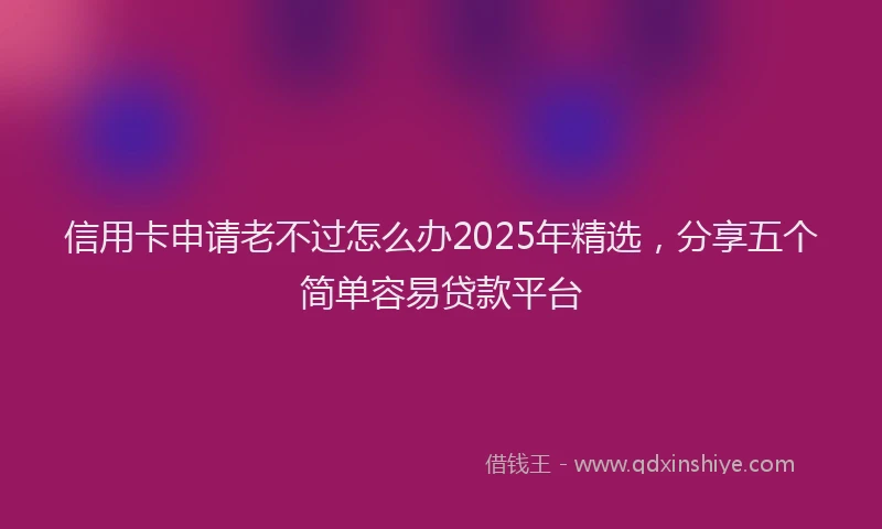 信用卡申请老不过怎么办2025年精选，分享五个简单容易贷款平台