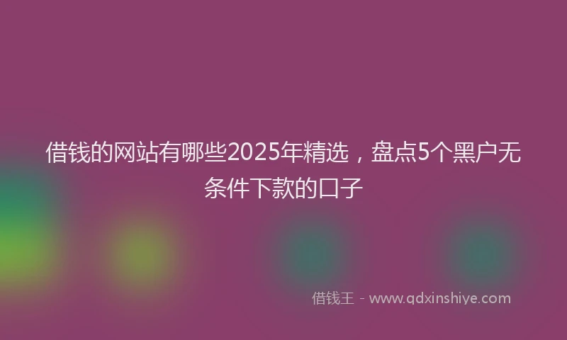 借钱的网站有哪些2025年精选，盘点5个黑户无条件下款的口子