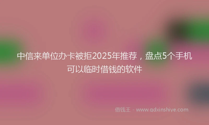 中信来单位办卡被拒2025年推荐，盘点5个手机可以临时借钱的软件