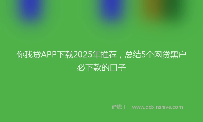 你我贷APP下载2025年推荐，总结5个网贷黑户必下款的口子