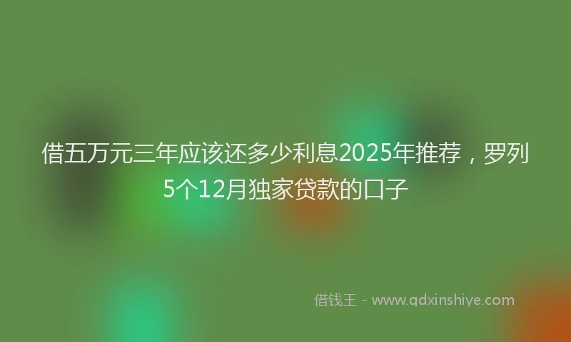 借五万元三年应该还多少利息2025年推荐，罗列5个12月独家贷款的口子