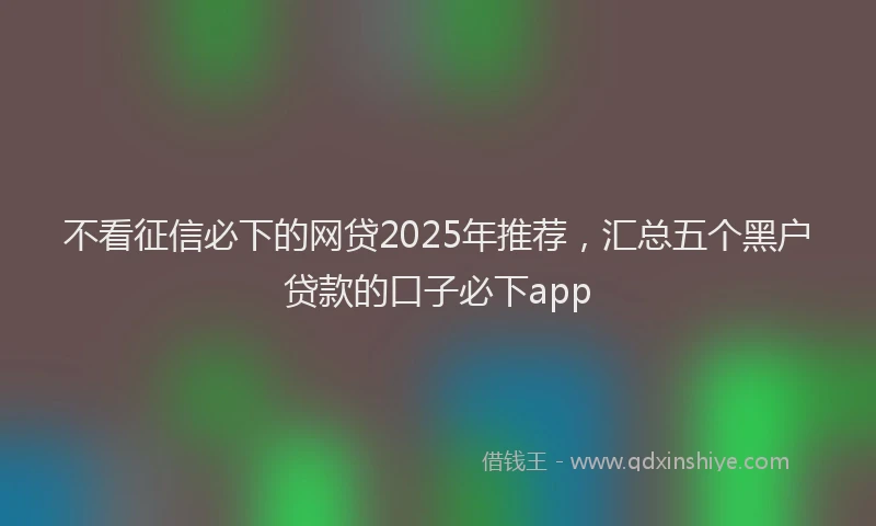 不看征信必下的网贷2025年推荐，汇总五个黑户贷款的口子必下app