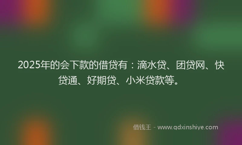 2025年的会下款的借贷有：滴水贷、团贷网、快贷通、好期贷、小米贷款等。